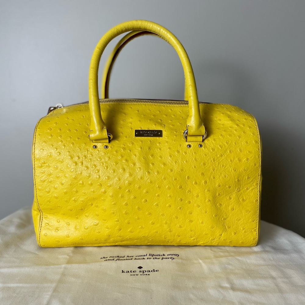 kate spade Yellow Ostrich-Embossed Dome Satchel